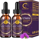 (2 Pack) Mleko gęste płynne krople do detoksykacji i naprawy wątroby, Mleko grudki Suplement z Dandelion Root, Karczoch i Turmeric do wsparcia wątroby i zdrowia immunologicznego, Wegan, Non-GMO, 4 FL OZ