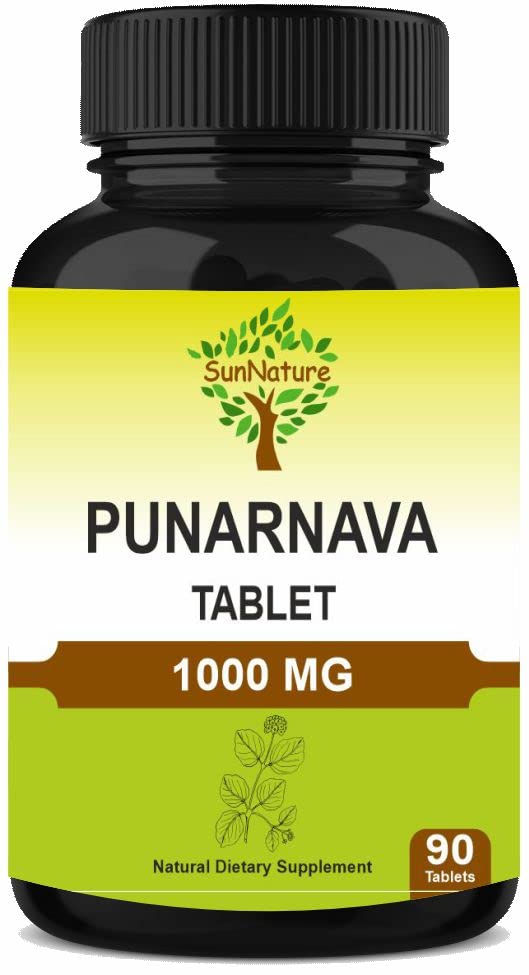 Punarnava Tabletki 90 Tabletki, 1000 mg 124; 45 Days Supply 124; Ziołowe Tabletki 124; Ziołowe Suplementy Ziołowe 124; Wegan 124; Boerhaavia Diffusa 124; z Indii
