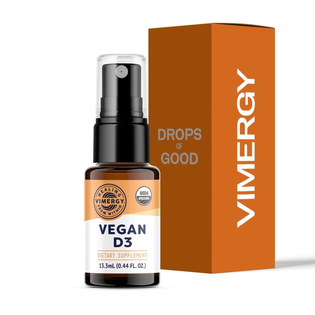 Vimergy Vegan D3 - Korzyści immunologiczne * - USDA Certified Organic, Vegan, Gluten- Free - 1000IU / Służenie, 96 Służenie