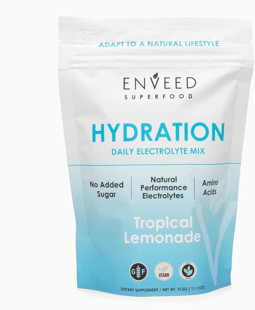 Hydration SUPERFOOD 124; Bezcukrowy Mieszanka Aktywnego Odzyskiwania Mięśnie dla mężczyzn i kobiet - Witamina C, Cynk, Magnez i Acidy Amino BCAA 124; Maksymalizacja Hydration Trening z elektrolitami Premium - 20 Służenia