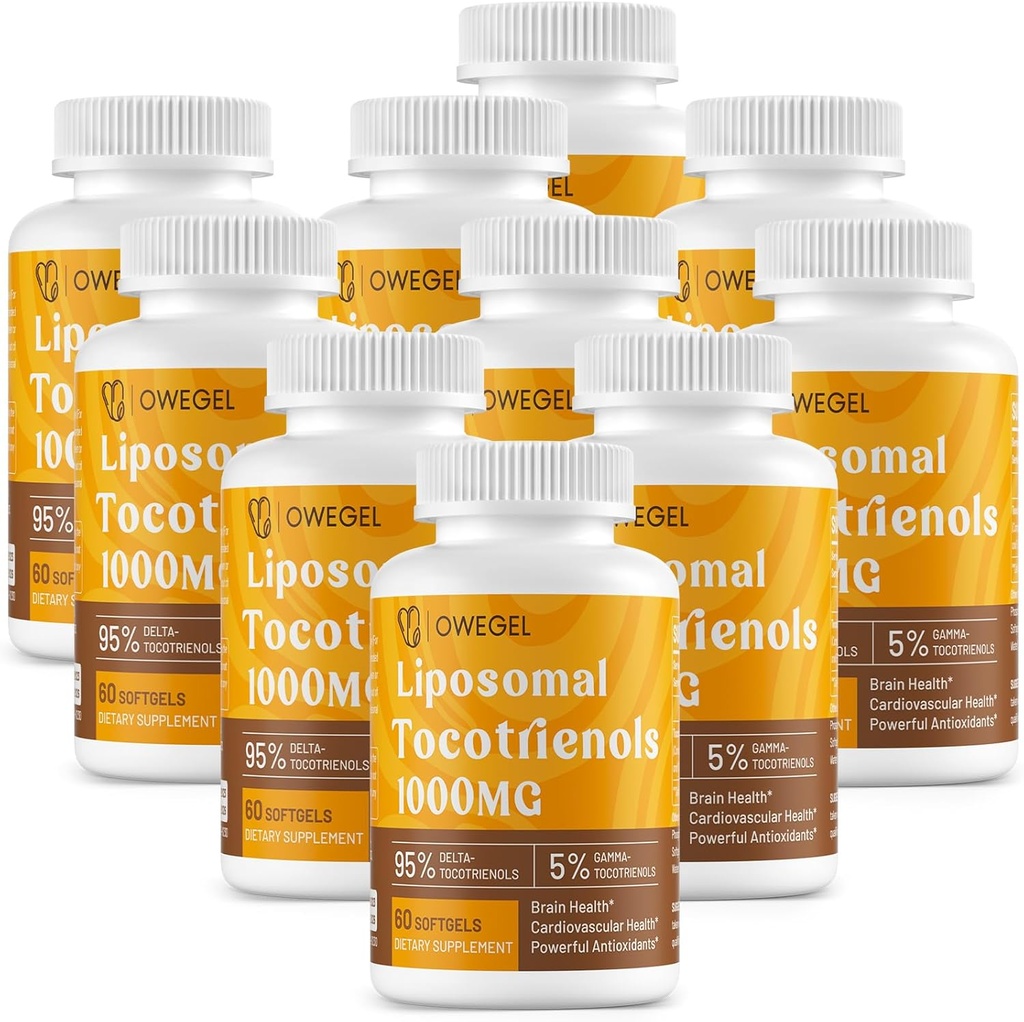 Liposomal Tocotrienols 1000mg - Wysoka biodostępność Witamina E Tocotrienole Suplementy, 95% Delta & 5% Gamma Tocotrienol Kapsułki Wsparcie skóry, Kości, Przeciwutleniacz, 600 Softgels
