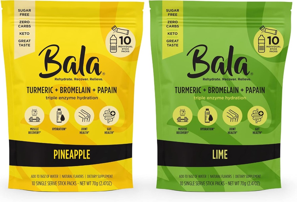 Pakiety proszkowe BALA, Wolny od cukru, Mieszanka Nawadniająca dla Zdrowia Gut, Naturalne aromaty, 20 Pack Bundle