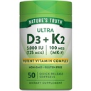 Nature 's Truth Witamina K2 MK7 Kompleks Bilans 124; 100 µg 124; 50 Softgels Bilans 124; z D3 Bilans 124; Non-GMO & Gluten