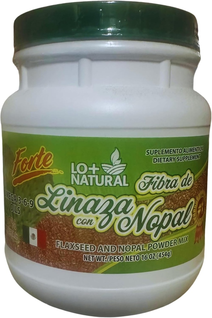 Linaza con Nopal Forte (1LB) 100% Naturalna mieszanka gruntu Linaza - Nopal Cactus w proszku Mieszanka niezwykle efektywna ziarno lniane i Nopal w proszku Mieszanka 16oz Suplement diety