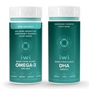 Iwi Omega-3 Minis & DHA Omega-3 Bundle, 30 Służenie, Vegan Plant- oparte Algae Omega 3, Kryll & Fish Oil Alternative, No Fishy Aftersmast