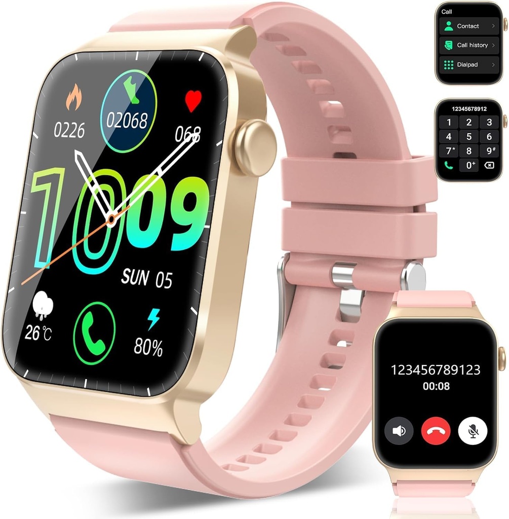Smart Watch for Men Women (Odpowiedź / Wykonaj połączenia), 1.85 "HD Smartwatch, Fitness Watch with 112 Sports Modes, Heart Rate Sleep Monitor / Stop Counter, IP68 Waterproof Fitness Tracker dla Android, Deep Pink
