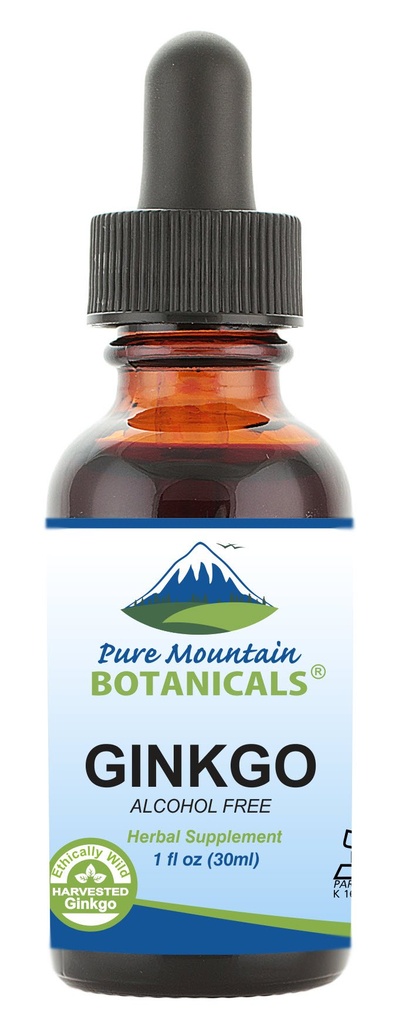 Czyste górskie botaniki Gingko Biloba Liquid Extract Drops - Alkohol Free Tincture of Wild Harvest Ginkgo Biloba Leaf Supplement