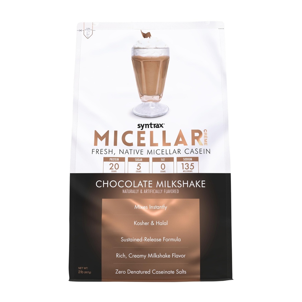 Syntrax Żywienie Micellar Creme, Świeże, Native Micellar Casein, Czekoladowy Milkshake, 2 lb