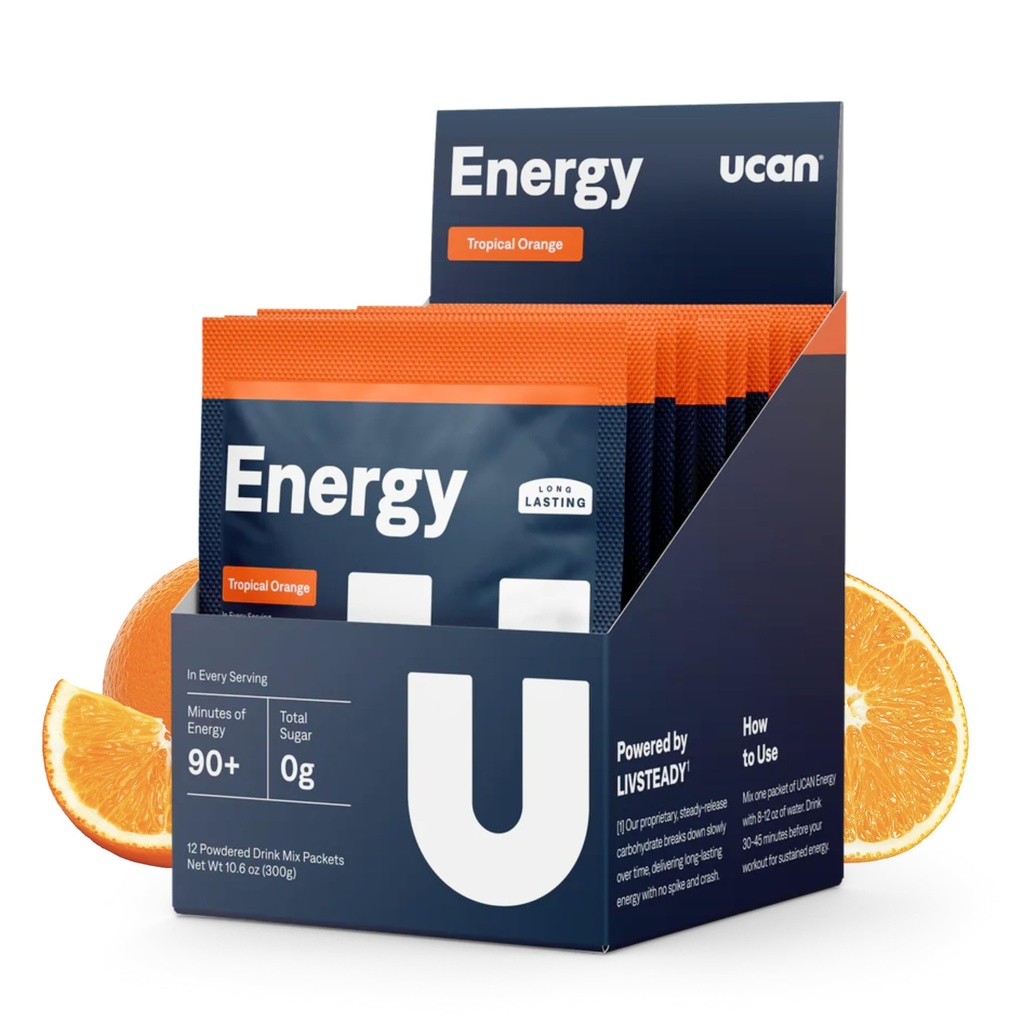 UCAN Energy Powder, Tropikalna pomarańcza, Keto, Bezcukrowe ćwiczenia przed- i post dla mężczyzn i kobiet, Non-GMO, Wegan, Gluten- Free, Wielki dla biegaczy, Gim- Goers i sportowców wysokiej wydajności (12 Służenie, 25g)