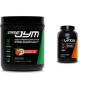 JYM Supplement Science PRE JYM 30 Służenia - Truskawka Kiwi & tamin & Wsparcie mineralne, Witamina A, C, B6, B12, E, K, Boron, Biotin, Potas 60 Tabletki