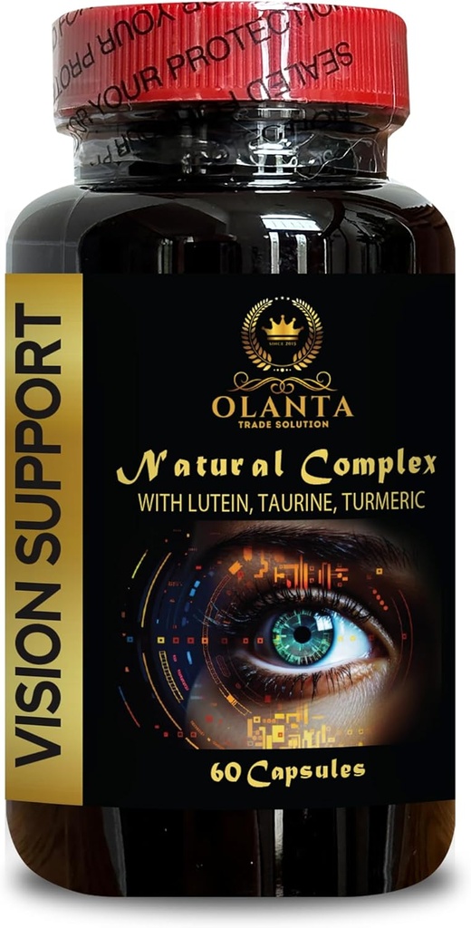 Vision Support - Advanced Eye and Vision Support Formula, Tauryne Health Benefits, Turmeric Capsules, Grape Seed Extract Herbal - 1 butelka