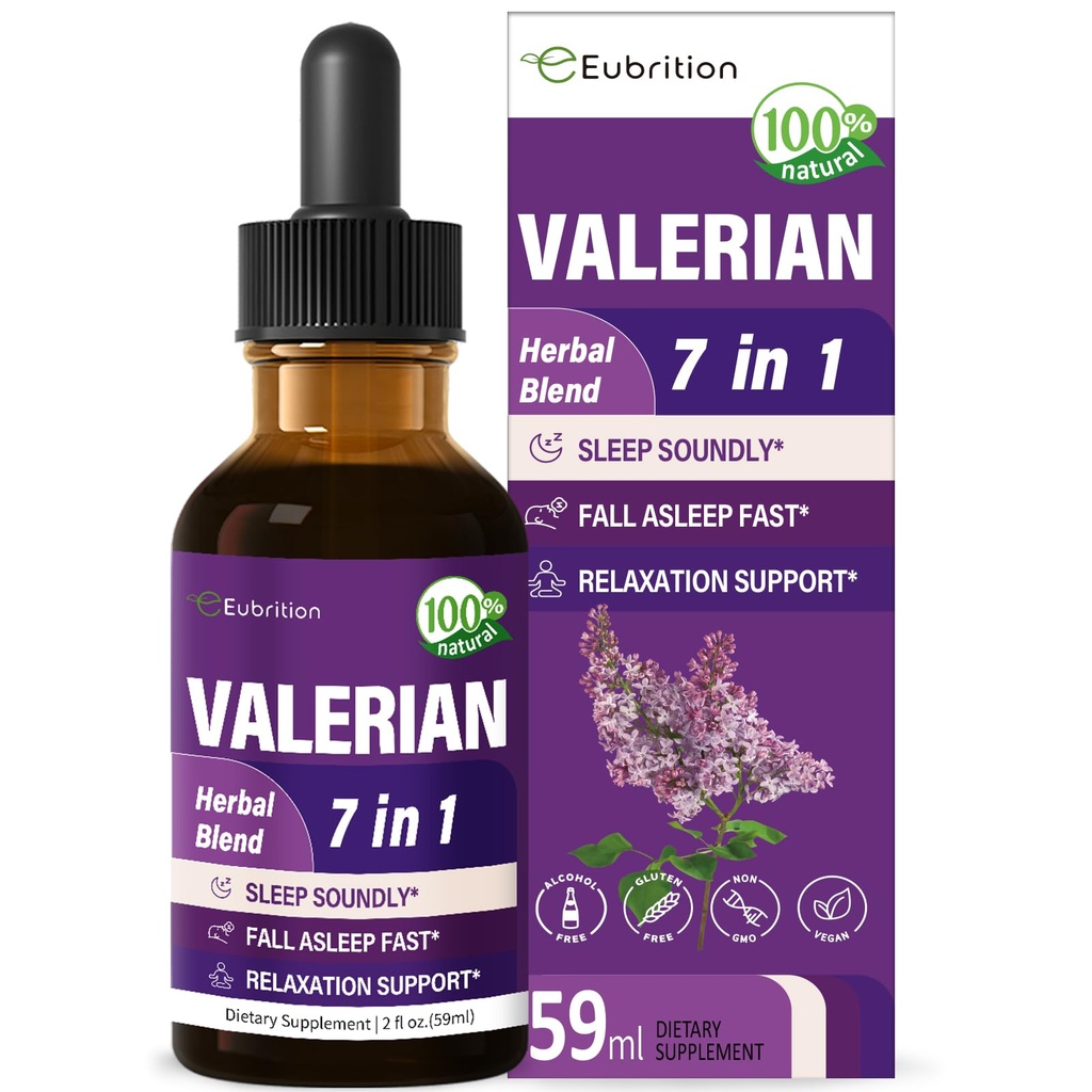 Valerian Root Sleep Support Drops, Passion Flower, Rumomile, Lavender, Soursop Leaves, & Hibiscus Herb Extract Supplement Tincture for Sleep Soully & Deeply. Idealny z dźwiękami snu. 2oz