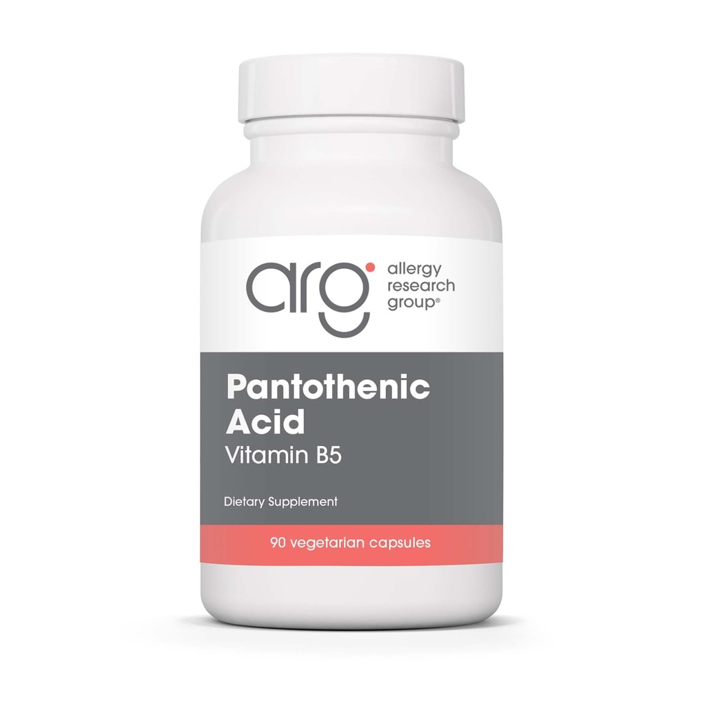 Alergia Research Group Kwas pantotenowy - Witamina B5 dla mężczyzn i kobiet, Wapń, 500 mg Suplement, Czysty, Organiczny, Kapsułki wegetariańskie - 90 Hrabia