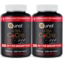 Qunol Ultra CoQ10 100mg, 3x Lepsza absorpcja, Opatentowana woda i tłuszcz Rozpuszczalny Naturalny Suplement Forma koenzymu Q10, Przeciwutleniacz do Zdrowia Serca, 240 Hrabia Softgels