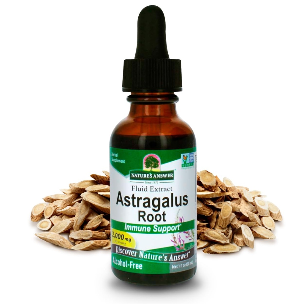 Odpowiedź natury Astragalus Alkohol korzeniowy Wolny suplement ziołowy 1 unce (2 pack) 124; Wsparcie immunologiczne 124; Promotes Cardiviral Health 124; Natural Stress Reliever