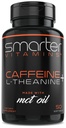 SmarterVitamins 200mg tabletki kofeinowe - MCT Olej z 100% orzechów kokosowych + 100 mg L- Theanine, Energia i Focus, Rozszerzona kapsułka uwalniająca, 50 Softgeli płynnych