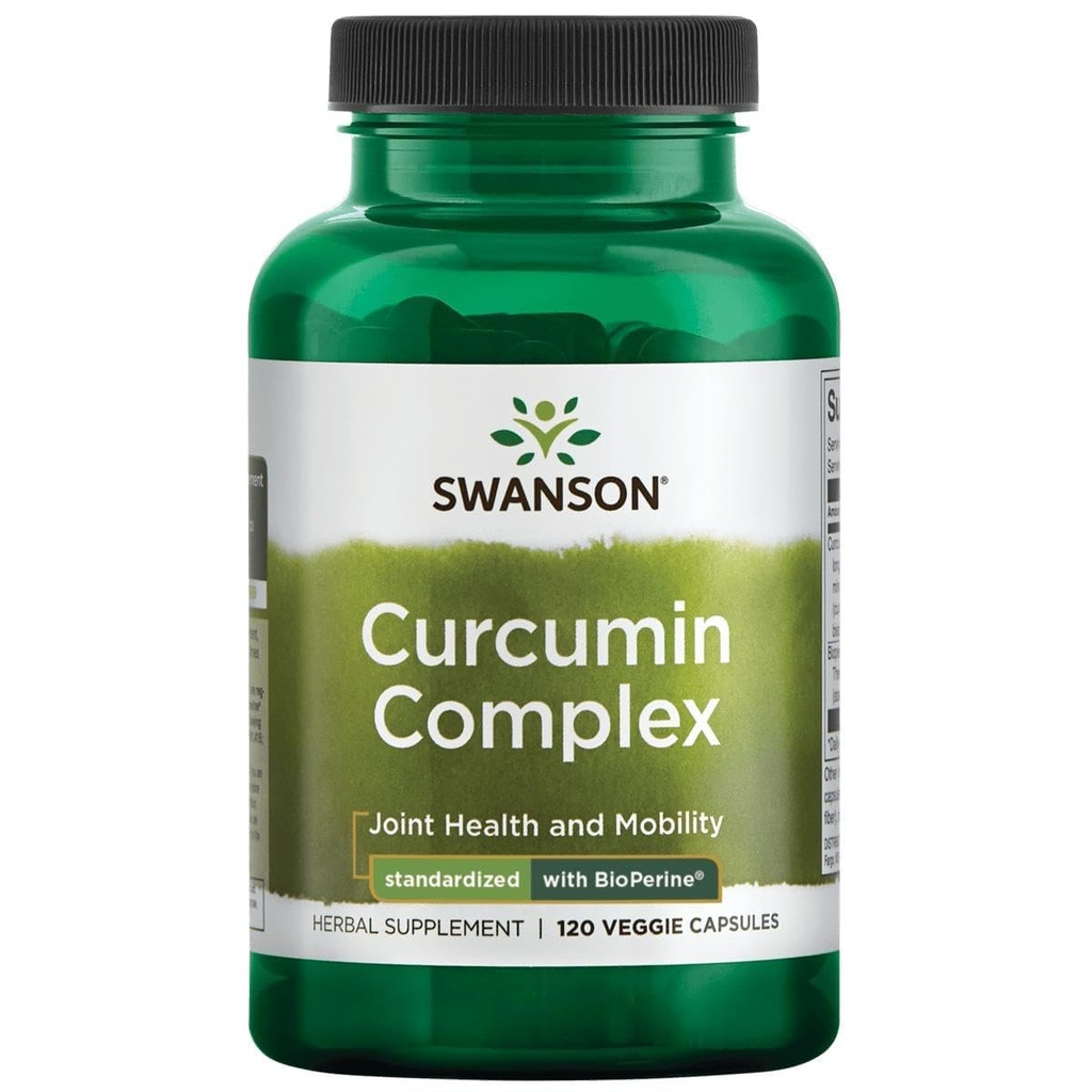 Swanson Curcumin Complex - Herbal Supplement Supplement Helping Joint Health, Mobility & Physical Function - Standarysed with BioPerine for Maximum Absorption - (120 Veggie Capsules)