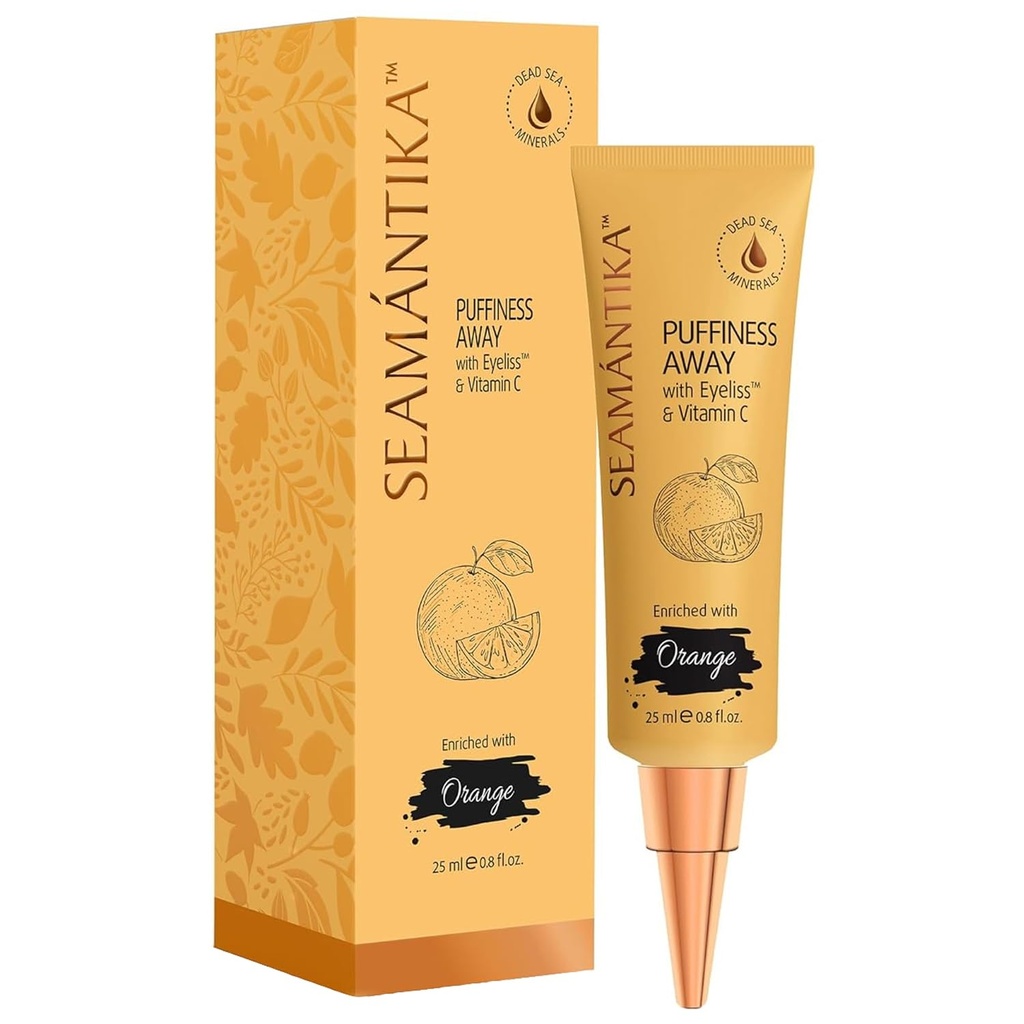SEAMANTIKA PUFFINESS krem do oczu 0,8 fl.oz - Instant Eye Bag Remover Puffiness z powiek; Witamina C, Pod Eye Puffiness Reducer Instant Results, Tymczasowe ograniczenie zmarszczki i ciemne koła