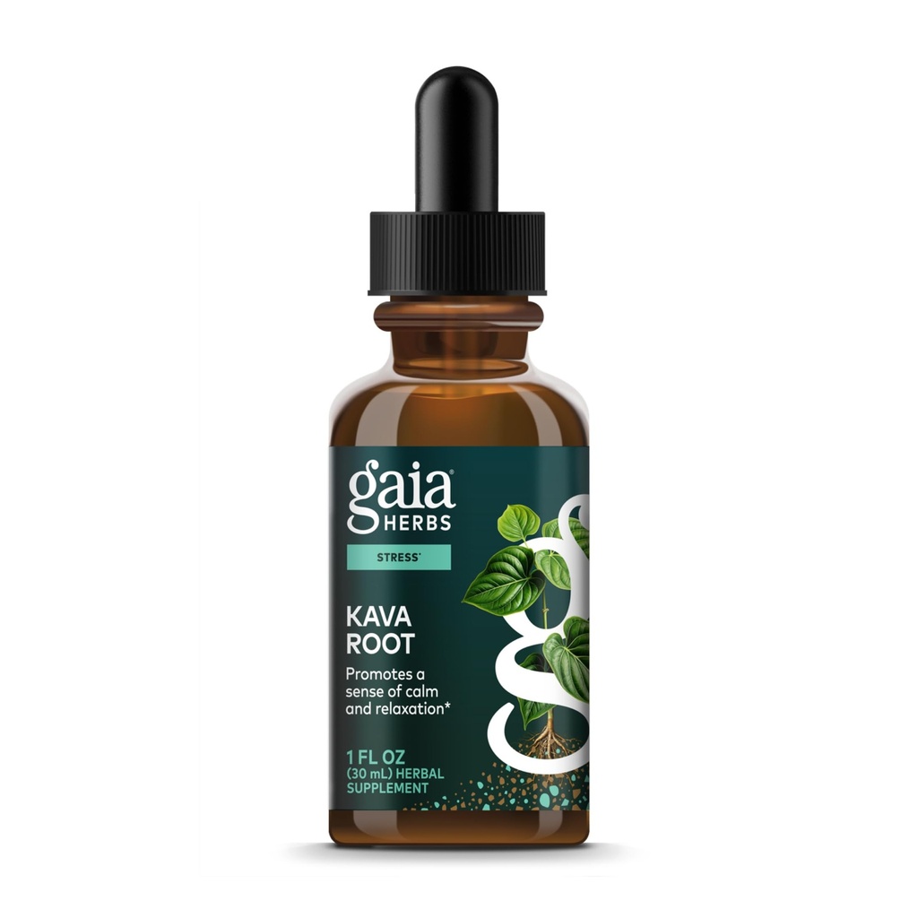 Gaia Herbs Kava Koot Extra Siła - Pomaga zachować poczucie naturalnego spokoju, relaksacji, * i emocjonalnego wellness podczas czasów stresu - Made with Noble Kava Cultivars - 1 Fl Oz (20-Day Supply)