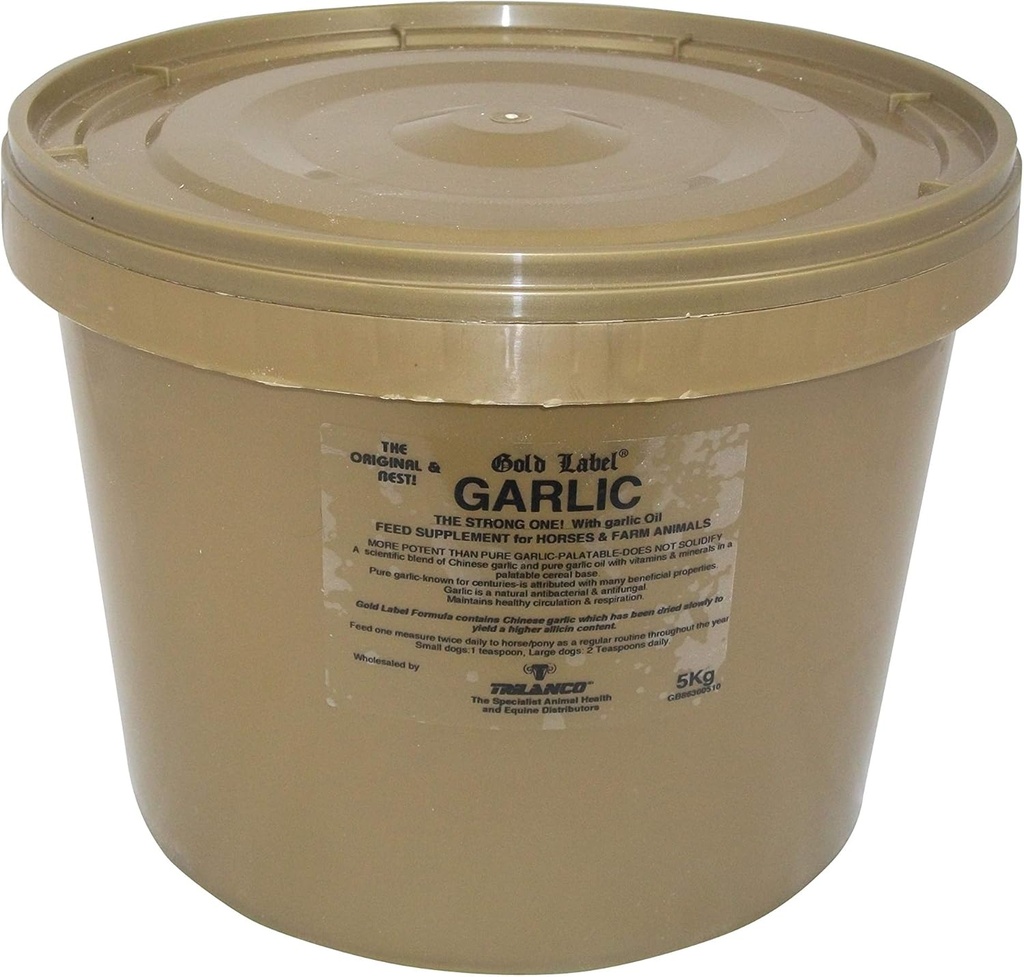Proszek czosnkowy, Suplement do koni, Etykieta na złoto, Respiracja, 5 KG