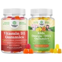 Zestaw Gummies witaminy D3 do codziennego Wellness z 2000IU na serwowanie mięśni kości i immunologicznego wsparcia i dzieci DHA Omega 3 Gummies - Kwasy tłuszczowe Omega 3 6 9 dla mózgu, odporności i wzroku