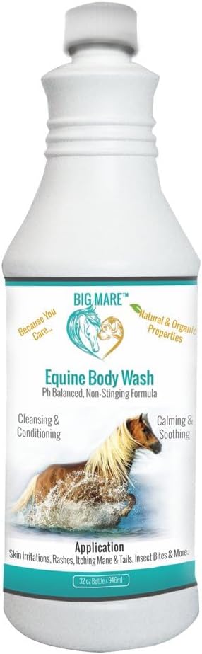 Big Mare Horse Medicated Body Wash 124; Klinicznie sprawdzone skuteczne dla Girth Itch, Drafts, Hives, Rain Rot, Suchy, Nawadniane skóry i włosów Utrata 124; Weterynaryjne zatwierdzone & Zalecane 32 Oz Butelka