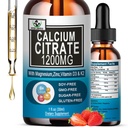 Suplement wapnia do cytrynianu, 1200mg wapnia z witaminą D3 Krople do kości, Zęby, Colon, Zdrowie układu sercowo-naczyniowego, Wysoka Absorpcja Ciecz Magnezu wapnia Cytrynian 400mg Plus Cynk Witamina K2, Wegan, 30 Służenie