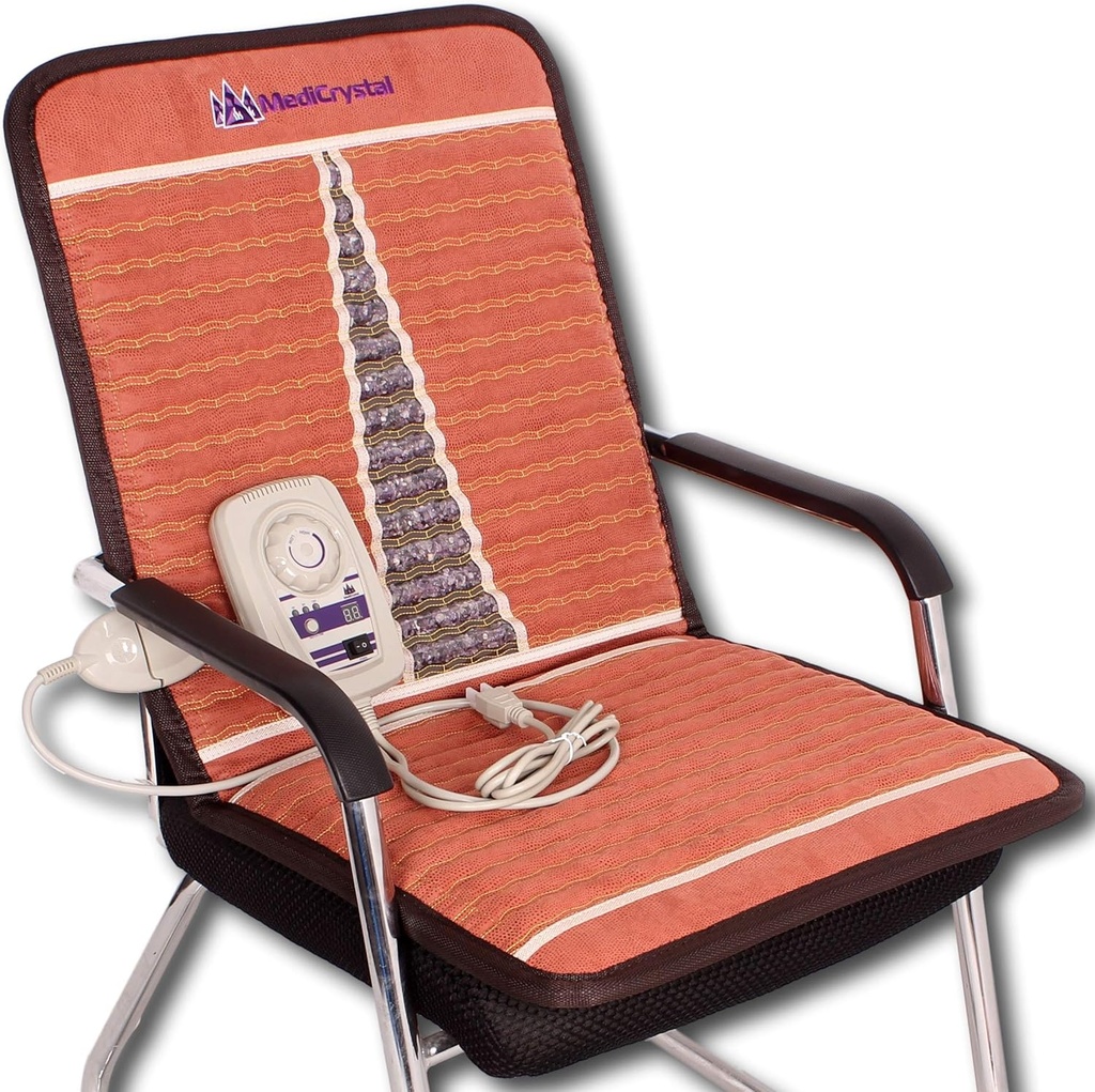 MediaCrystal Far Infrared Chair Mat - 40 "L x 20" W - Natural Amethyst - FIR Ogrzewanie 86- 158 ° F (30- 70 ° C) - Negatywny Ion - Original Montrerer- Hot Stone Pad
