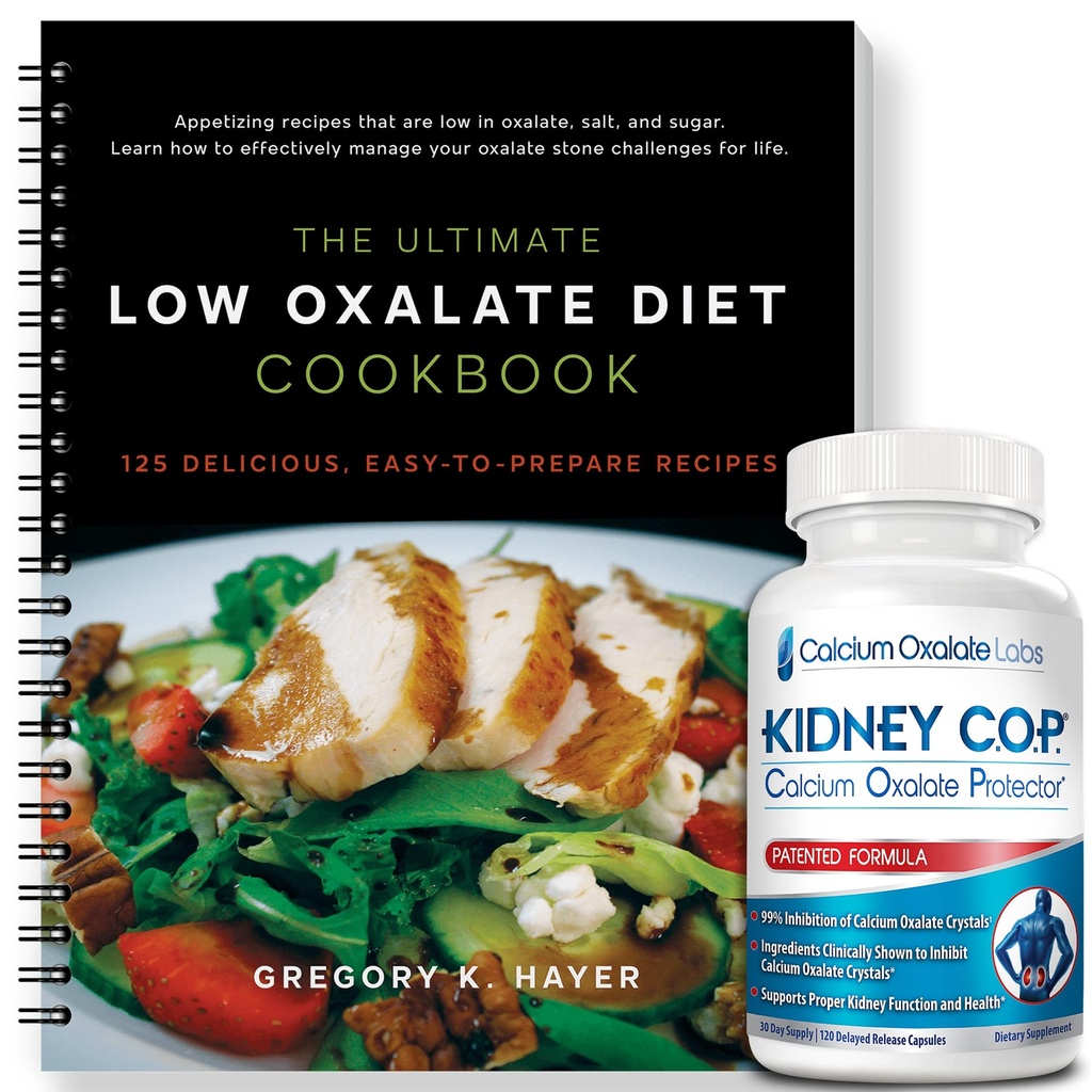 KIDNEY C.O.P. Oszałamiający Ochraniacz Wapnia 120 Kapsułki, Opatentowane Nerki Wsparcie Krystali Oszałamiających Wapnia, Stop Recurrence (Starter Pack - (120 Caps) i 1 Ultimate Low Oxalate Diet Cookbook)