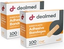 Dealmed Sheer plastikowe elastyczne opatrunki adhezyjne - 100 Count (2 Pack) Bandaże z Non-Stick Pad, Latex Free, Opieka nad ranami dla pierwszego zestawu pomocy, 1 "x 3"