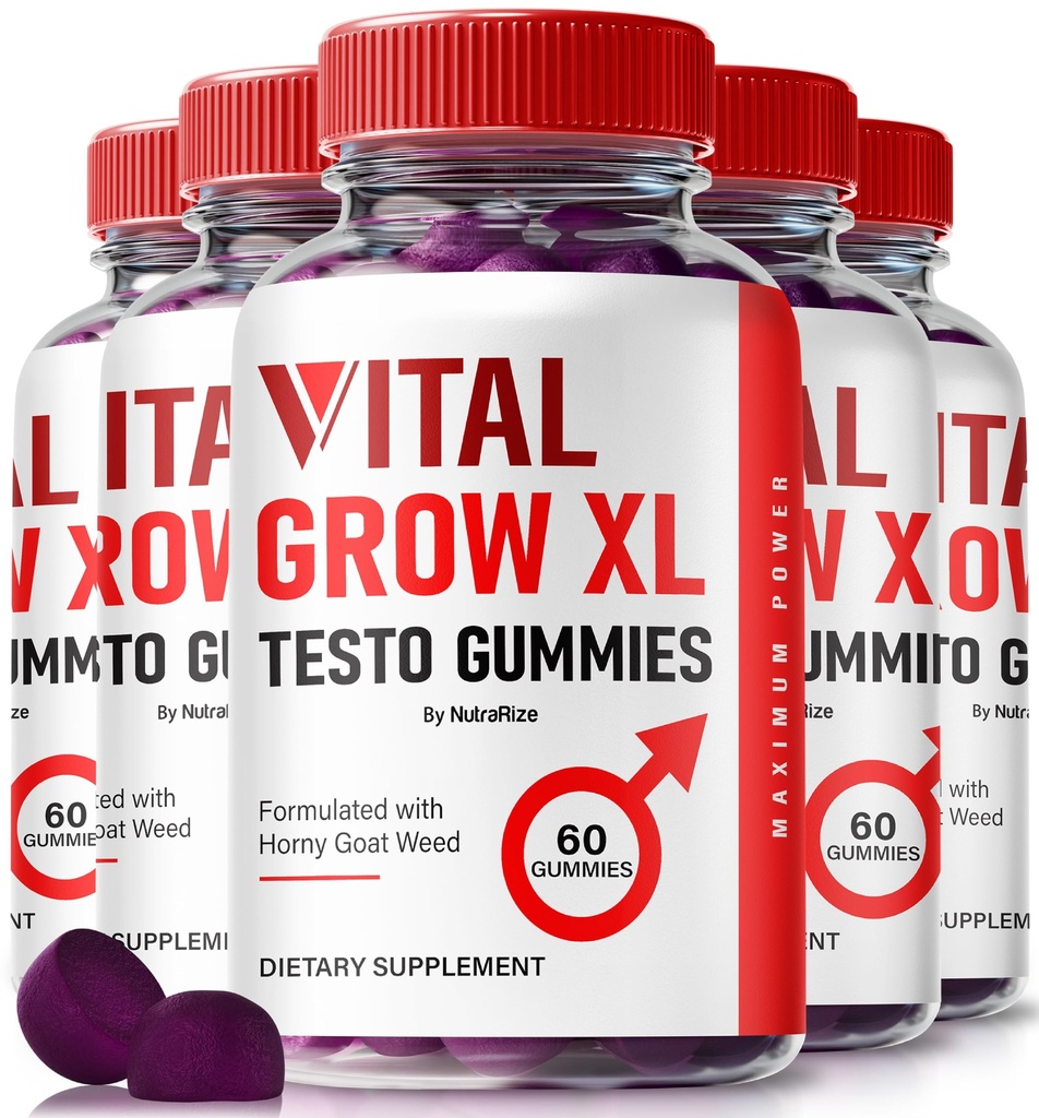 NutraRize (Opakowanie 5 Vital Grow XL, Oficjalny Vital Grow XL Gummies Testo dla mężczyzn, Boost Stamina i Gummy zaufania dla menów, Vital GrowXL Men Support Gomitas (300 Gummies)