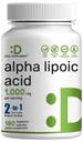 Alpha Lipoic Acid 1,000mg, 180 kapsułki wegetariańskie - 50 / 50 R- ALA & S- ALA dla Max Biodostępność - Suplement przeciwutleniający - Wsparcie dla energii i układu nerwowego - Non-GMO