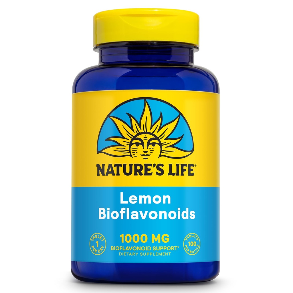 Życie Przyroda Lemon Bioflavonoids 1000mg - Citrus Bioflavonoids Suplement z Hesperidin i Rutin - Przeciwutleniacz i wsparcie komórkowe, Wchłanianie witaminy C - 60 Dzień Gwarancja, 100 Serv, 100 Tabletki