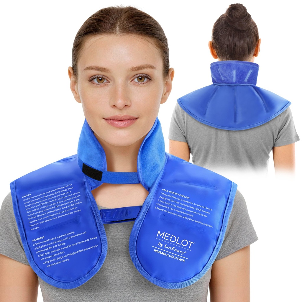 LotFancy Ice Pack for Neck Shoulder, wielokrotnego użytku Zimny Neck Zawiń na ulgę bólową, Elastyczne żel Pack z regulowanymi pasami, Cold Compress Therapy dla urazów, Opuchlizna, Szczepy, Sprains