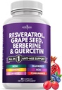 New AGE Resveratrol, Berberine, Grape Seed Extract, Quercetin - suplement polifenolu dla kobiet i mężczyzn z Noni Extract, N- Acetyl Cysteine, Acai Extract - 60 kapsułki
