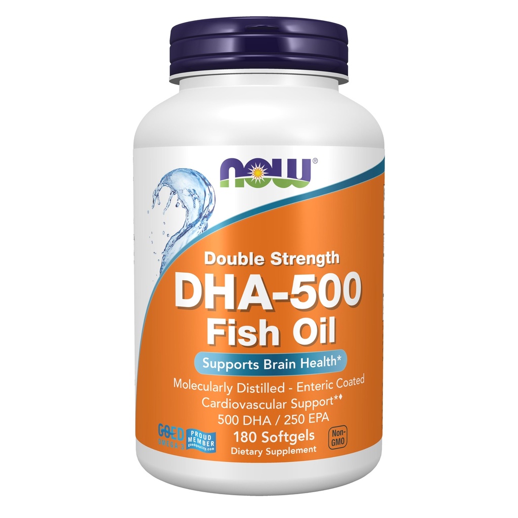 Teraz suplementy żywności, DHA- 500 z 250 EPA, Molekularnie destylowane, Wsparcie zdrowia mózgu *, 180 Softgels