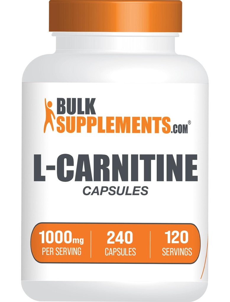 BulkSupplements.com L- Carnitine 1000mg kapsułki - suplement karnityny, suplement aminokwasów - suplement glutenu wolny, 2 kapsułki na podawanie (1000mg), 240 liczenie (opakowanie po 1)