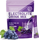 Pakiety proszkowe Electrolytes - Bez cukru, Naturalnie aromatyzowane, 10 Elektrolity i witaminy Electrolyte Drink Mix - Smaki winogronowe, Keto Friendly, Wegan, Non-GMO, 18 Pakiety