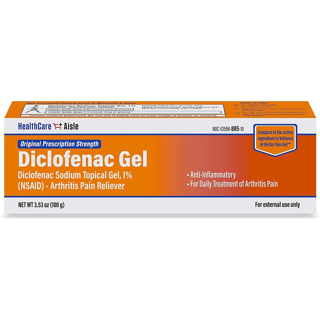 HealthCareAisle Diclofenac żel, 1%, zapalenie stawów Relief Pain - 100 g tubka - Oryginalna moc recepty (NLPZ)