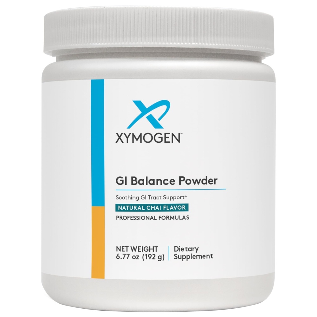 XYMOGEN GI Balance Powder - Soothing GI Tract Support with Marshmallow Root, Licorice, Quercetin, Zinc L- Carnosine, Aloe, Gastric Mucin - Supports Gut Health + Healthy Bowel Function - Chai (6.77 oz)