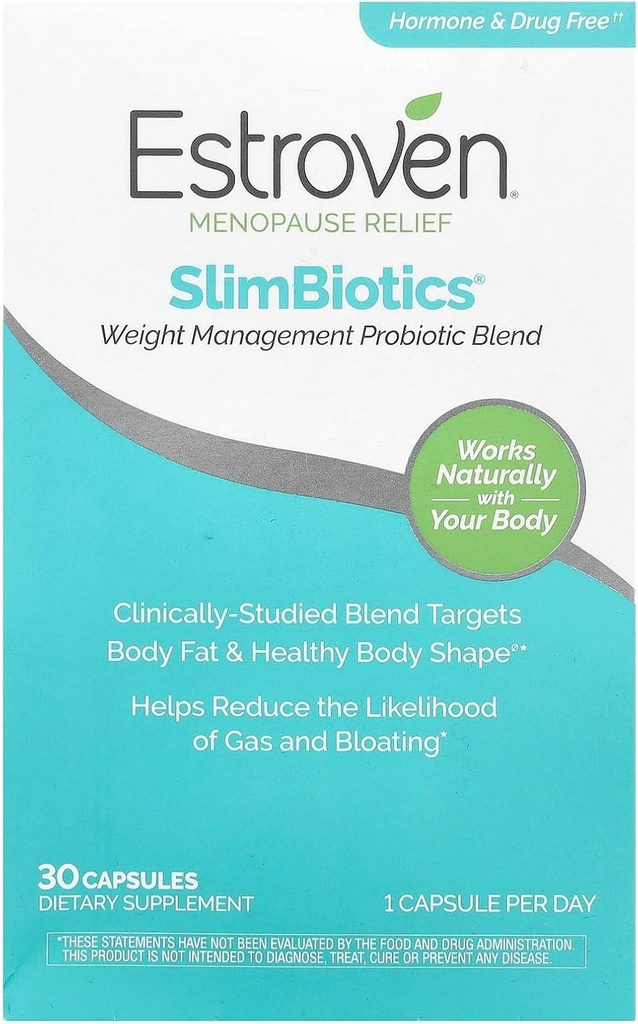 Estroven SlimBiotics, Weight Management Menopause Supplements for Women, 30 Capsules, B Vitamins to Support Metabolic Health, Probiotics for Digestive Health to Provide Gas & Bloating Relief