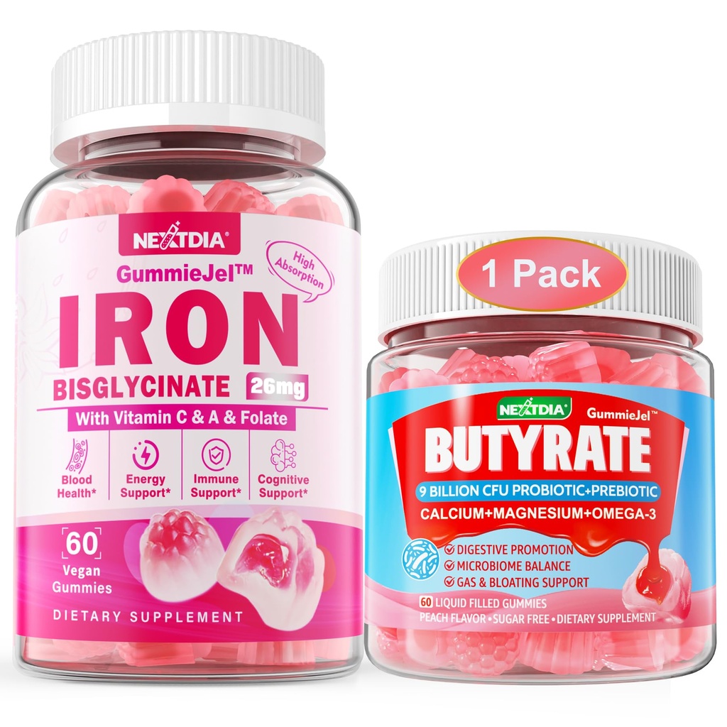 Gumy z butylu + bisglicynian żelaza 26 mg Gummie wypełnione