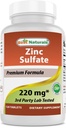 Najlepsze Naturals Cynk siarczan 220 mg 120 Tabletki - 3. strona Lab Tested - Made in USA - Gluten Free & Non-GMO