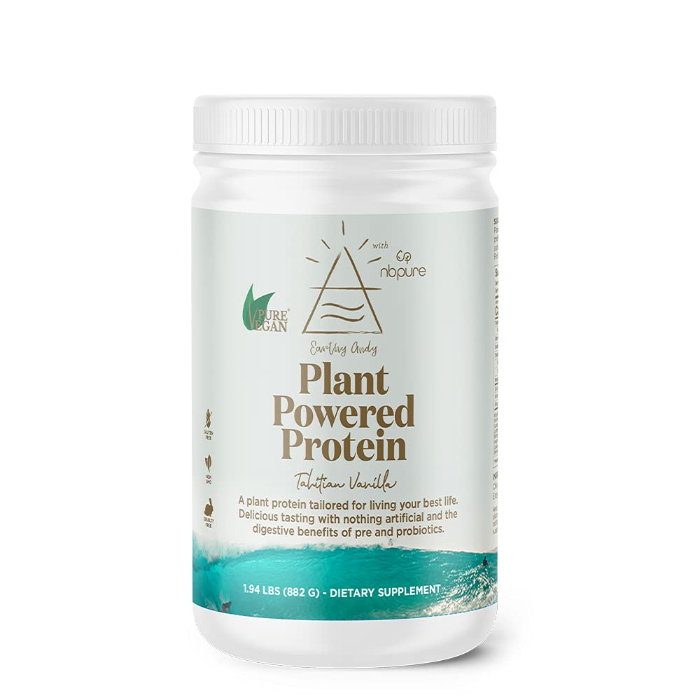 nbclean Earthy Andy Plant Powered Protein, Gluten- Free, Non-GMO, okrucieństwo Free Pea Protein Powder, Vanilla, 30 Służenie