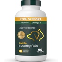VetriScience Omega Zdrowa Skóra Kapsułki, Omega 3.6.9 Suplement oleju rybnego dla psów i kotów, Zdrowie skóry, Wzrost płaszcza, Reduct Shedding, Ponad 750 mg kwasów tłuszczowych Omega na kapsułki, Kapsułki żelowe, 90 Liczba