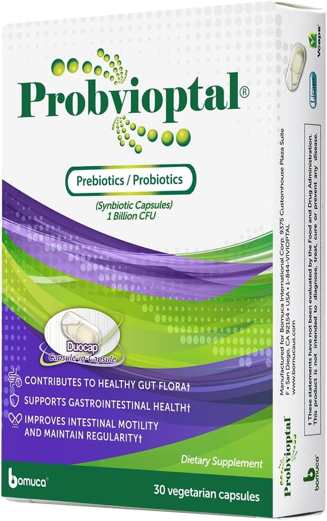 Probvioptal, 30 kapsułek (330 jednostek), Probiotyki i Prebiotyki, Duokap, 1 Miliard CFU, Gluten Free