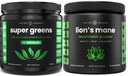 NutraChamps Super Green Unflavored & Lion 's Mane Powder. Zielone i Adaptogen Bundle