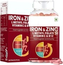 Tabletki z żelaza i cynku Wzbogacone witaminą C & B12 do 124; Immunitet i Hemoglobina Booster do 124; Zwiększa poziom HB + Promotes Healthy Iron Levels do 124; Zmniejsza zmęczenie, Popraw zdrowie oddechowe i energię do 124; 60 T