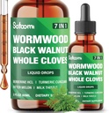Satoomi 7in1 Wormwood płynne krople z czarnym orzechem, całe goździki, Berberyna, Ostrze Mleczne, Melon Gorzki i Turmeric - 60 ml na 60 dni