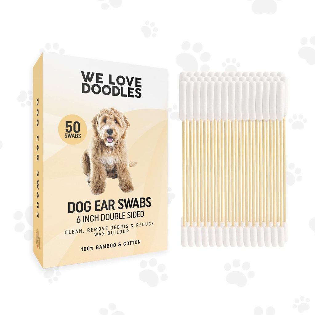 Kochamy Doodles Long Cotton Dog Swabs Hak 124; Podwójne napiwki dla psów 124; Duże drewniane kule czyszczące narzędzie 124; Q Porady Swab do Flush Puppy Uszy 124; Czyste drewniane pąki dla Pet Uszy 124; Wipes Solution Q- Porady